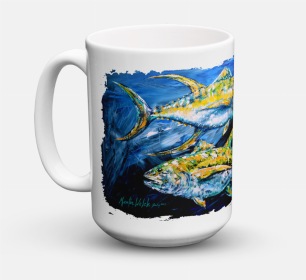 Fish Coffee Mug 15 oz (Color: Tuna Tuna Blue, size: 5 x 5)