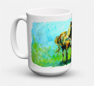 Animal Coffee Mug 15 oz (Color: Horse Grazin, size: 5 x 5)