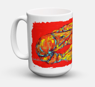 Shellfish Coffee Mug 15 oz (Color: Red Reach for the Claws, size: 5 x 5)