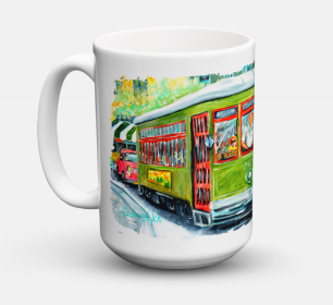 Transportation Coffee Mug 15 oz (Color: New Orleans Streetcar, size: 5 x 5)