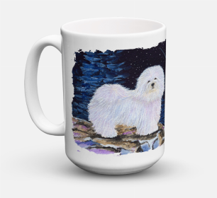 Starry Night Coffee Mug 15 oz (Color: Coton de Tulear, size: 5 x 5)