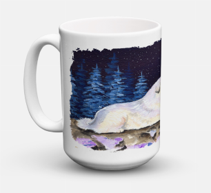 Starry Night Coffee Mug 15 oz (Color: Great Pyrenees, size: 5 x 5)