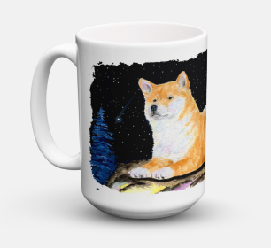 Starry Night Coffee Mug 15 oz (Color: Shiba Inu, size: 5 x 5)