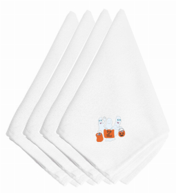 HalloweenThemed Embroidered Napkins (Color: Halloween Trick or Treat  Three Ghosts, size: 20 x 20)