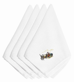 Christmas Themed Embroidered Napkins (Color: Christmas Santa Claus and Seigh, size: 20 x 20)