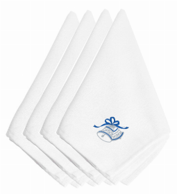 Christmas Themed Embroidered Napkins (Color: Christmas Blue and Silver Bells, size: 20 x 20)