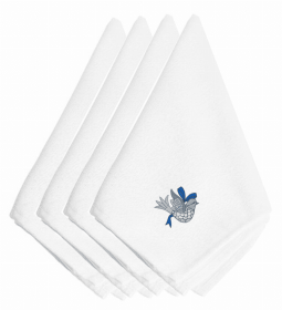 Christmas Themed Embroidered Napkins (Color: Christmas Blue and Silver Dove, size: 20 x 20)