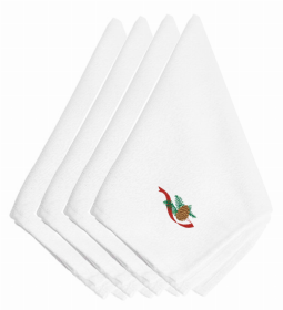 Christmas Themed Embroidered Napkins (Color: Christmas Single Pine Cone with Red Ribbon, size: 20 x 20)