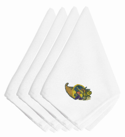 Thanksgiving Themed Embroidered Napkins (Color: Thanksgiving Cornucopia, size: 20 x 20)