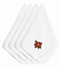 Christmas Themed Embroidered Napkins (Color: Christmas Poinsetta, size: 20 x 20)