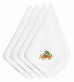 Christmas Themed Embroidered Napkins (Color: Christmas Bells Red, Green and Gold, size: 20 x 20)