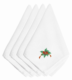 Christmas Themed Embroidered Napkins (Color: Christmas Holly Ribbon, size: 20 x 20)