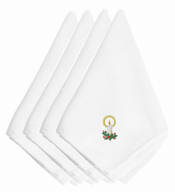 Christmas Themed Embroidered Napkins (Color: Christmas Candle with Holly, size: 20 x 20)