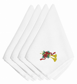 Christmas Themed Embroidered Napkins (Color: Christmas Horn, size: 20 x 20)