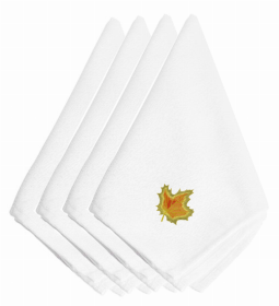 Fall Themed Embroidered Napkins (Color: Fall Single Maple Leaf, size: 20 x 20)