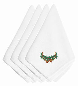 Christmas Themed Embroidered Napkins (Color: Christmas Holly Swag, size: 20 x 20)