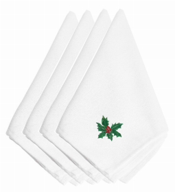 Christmas Themed Embroidered Napkins (Color: Christmas Holly, size: 20 x 20)